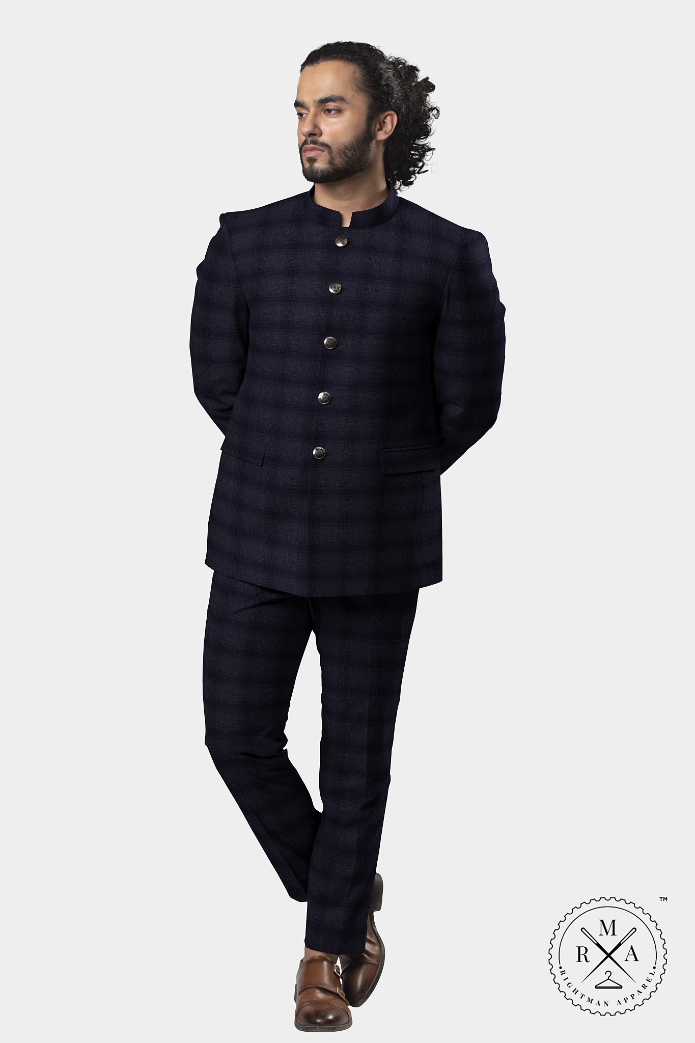 Purple Checks Jodhpuri Suit SU266